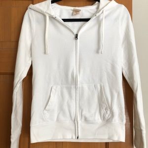White zip up hoodie